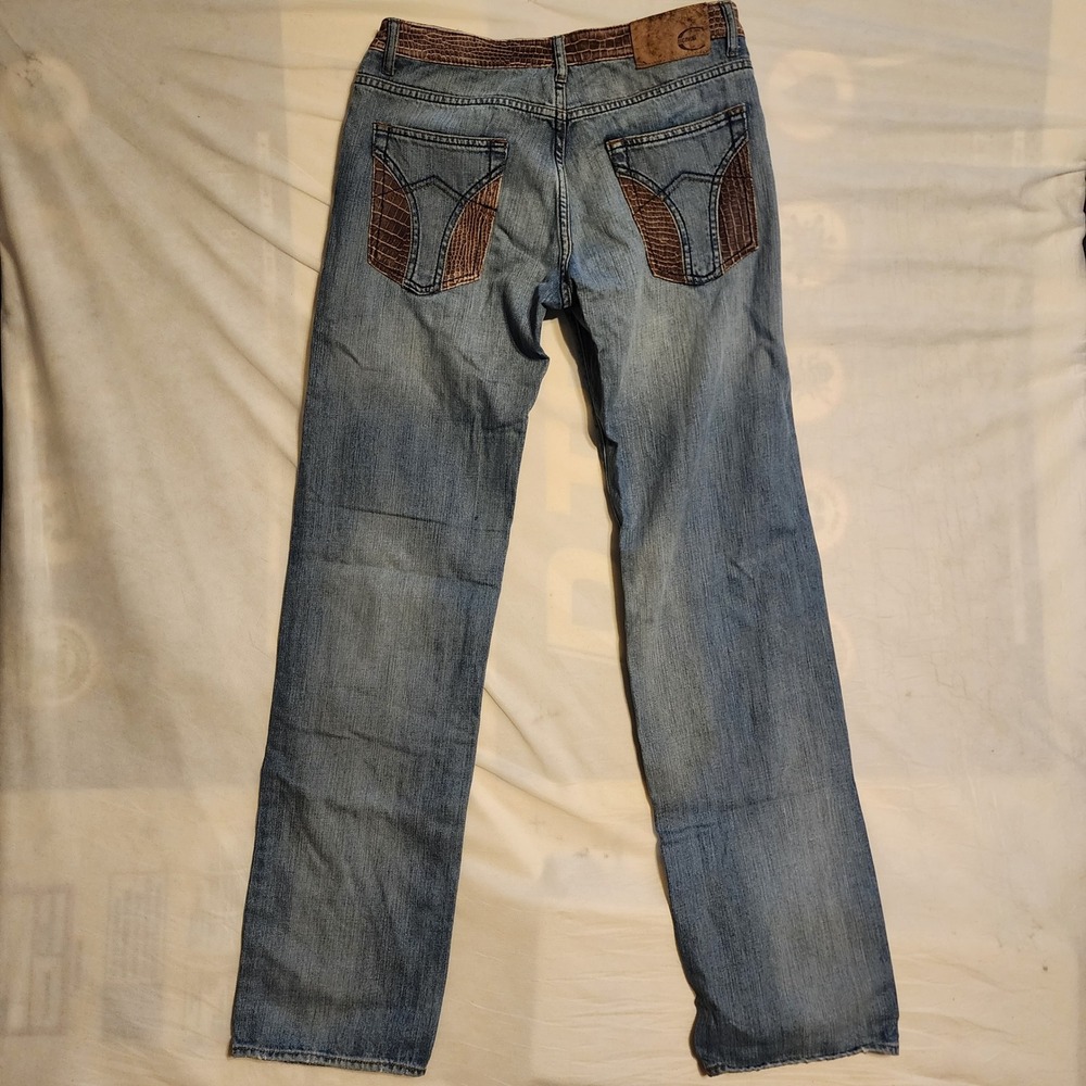 Just Cavalli Roberto Cavalli Mens Blue Croc Trim Print  Jeans 33x33 Italy